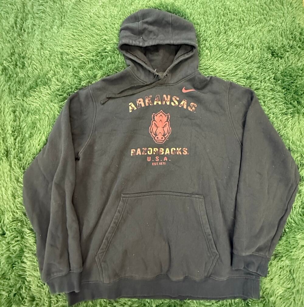 University of Arkansas NIKE Black XXL Pullover Sweatshirt Hoodie NCAA